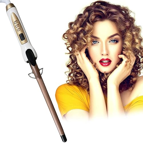 Miniatura 8 de Rizador de pelo de varita pequeña de 12 pulgada de 0.31 pulgadas, rizador delgado con estante, pinzas delgadas de barril de cerámica súper turmalina