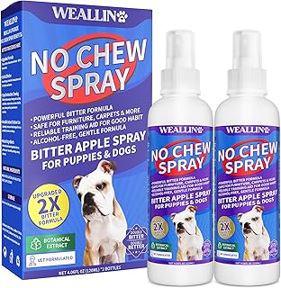 2 Pack No Chew Spray for Dogs, Bitter Apple Spray for Dogs Natural Training Aid for Dogs & Puppies, Stop from Chewing and Biting on Furniture, Shoes, Plants, Indoor & Outdoor Use, No Alcohol & Stain