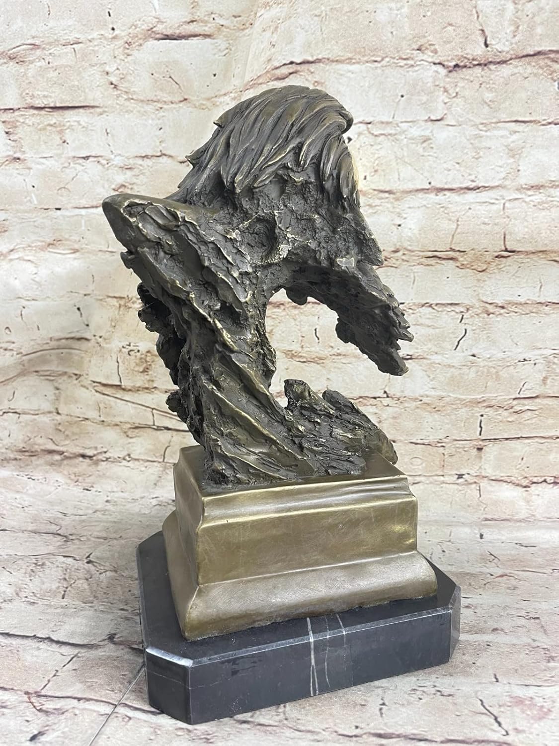 Bronze Sculpture Art Deco Metal Animal American Bald Eagle Bust Marble Base Sale by Think Bronze Handmade