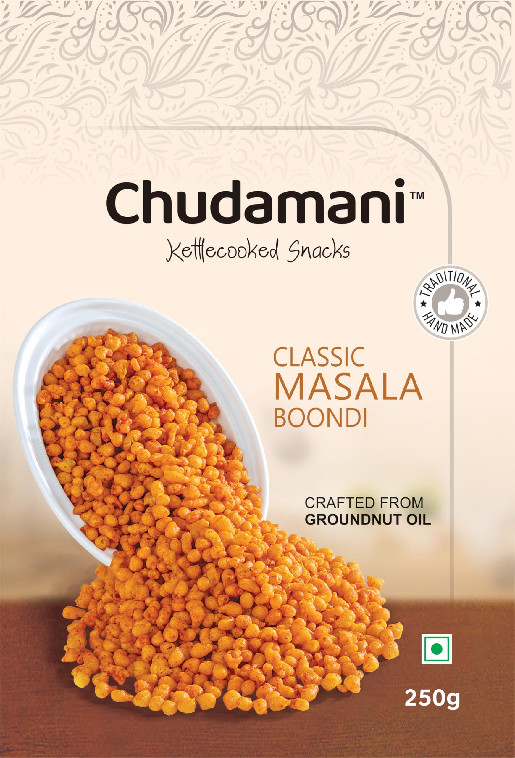 Chudamani Classic Masala Boondi For Raita, Kettlecooked Snacks, Traditional Handmade, Spicy Masala Boondi With Crunch, Rajasthani Boondi - 250gm