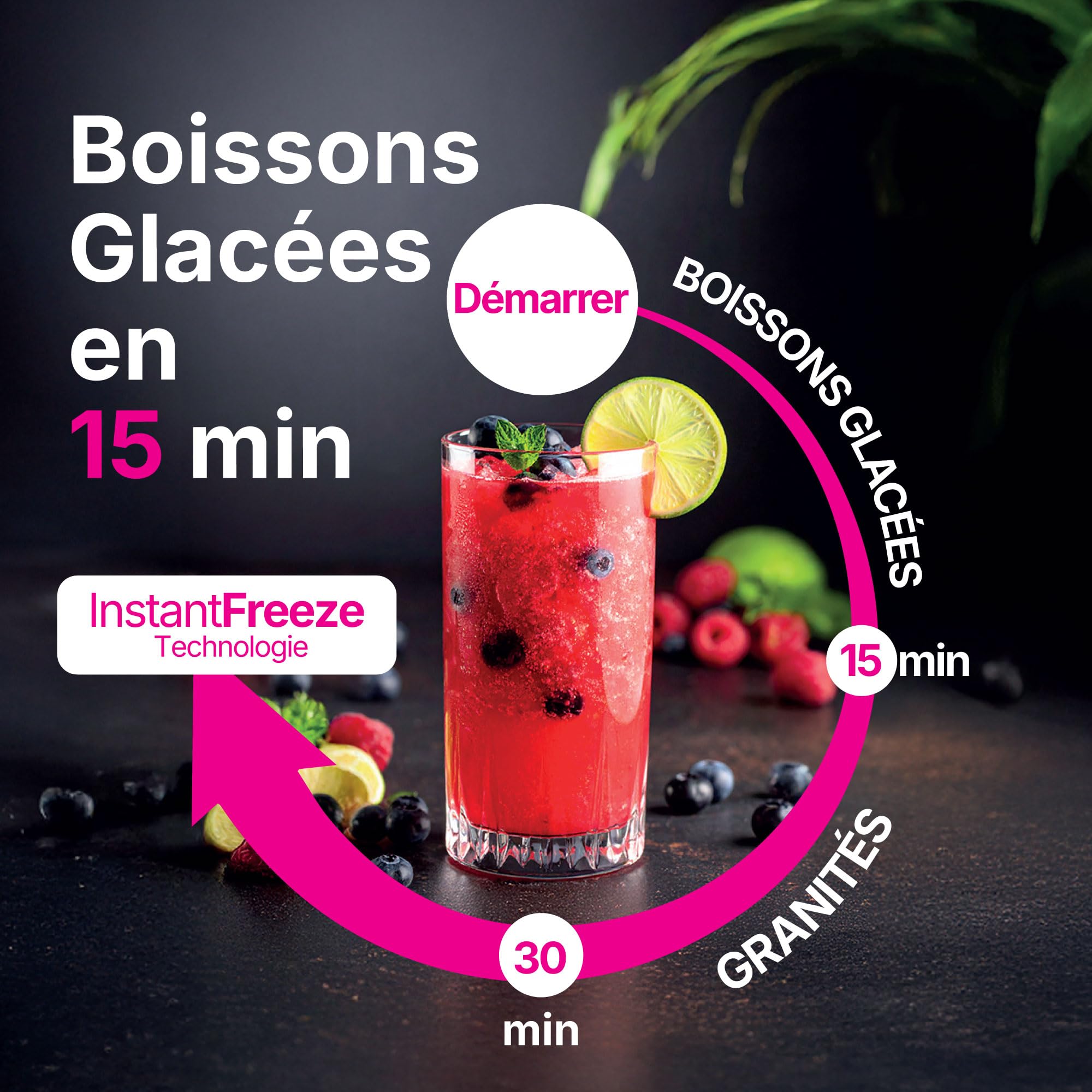Seeger SuperSlush Machine a Granita, 7-in-1 Slush Machine, Capacité 2L, 7 Programmes Prédéfinis, Granités, Cocktails, Frappés, Milkshakes, Granite, Slushy, Noir, SLFR1BK