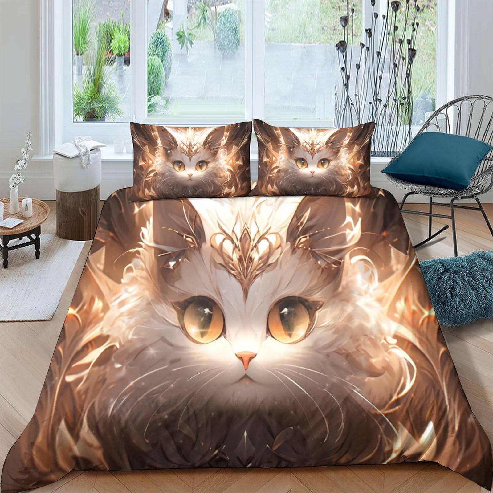 Housse de couette renard jaune IOFEER finie la couette qui glisse avec la fermeture éclair 3D