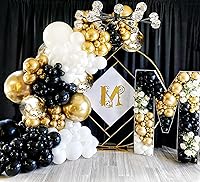 Vista 5 de Kit de arco de guirnalda de globos negros y dorados de 134 piezas para decoraciones de fiesta de cumpleaños