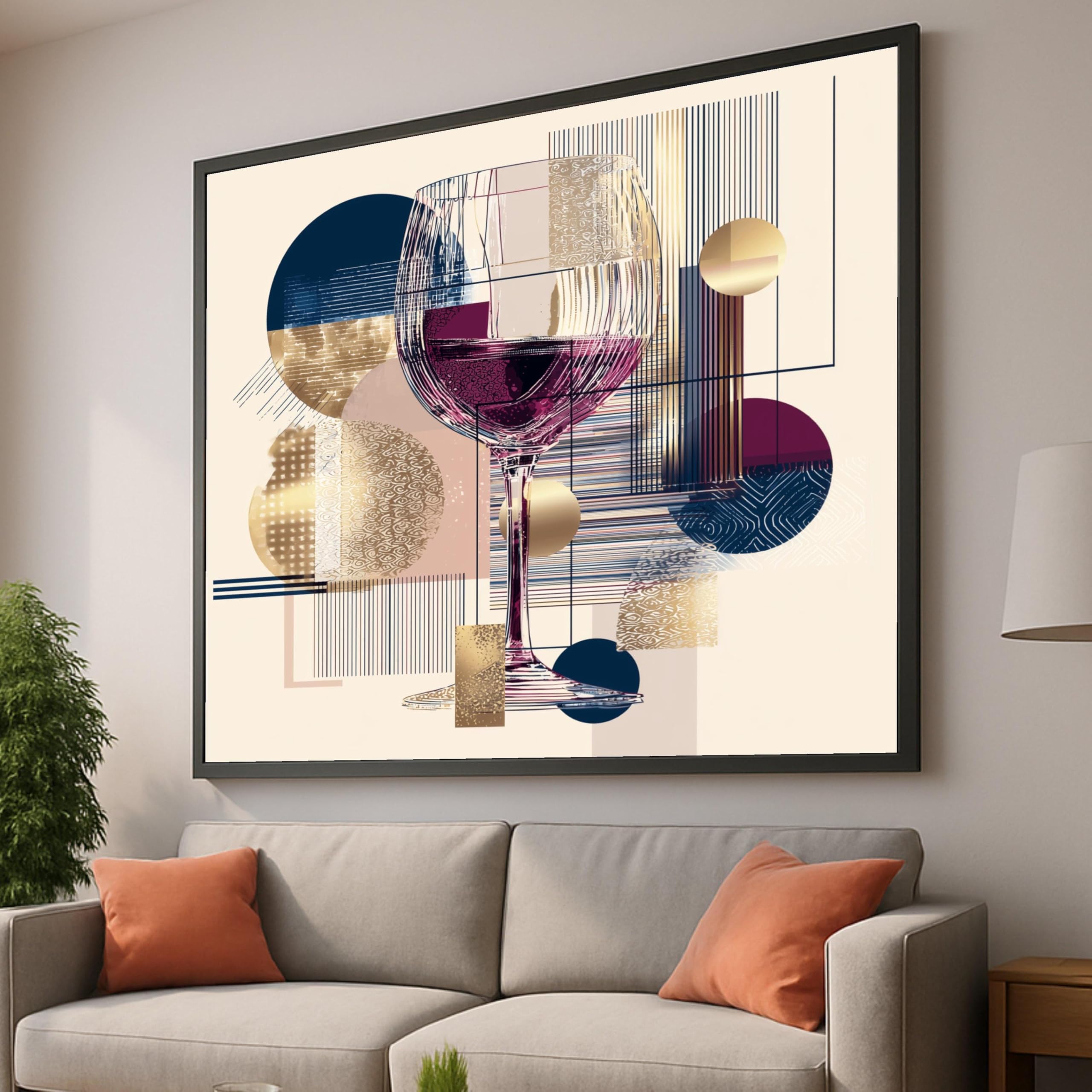 Tableau abstrait imprimé sur toile géométrique haut de gamme 80x80 cm