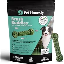 Pet Honesty Brush Buddies Vet Backed Dog Dental Chews, 15 Count