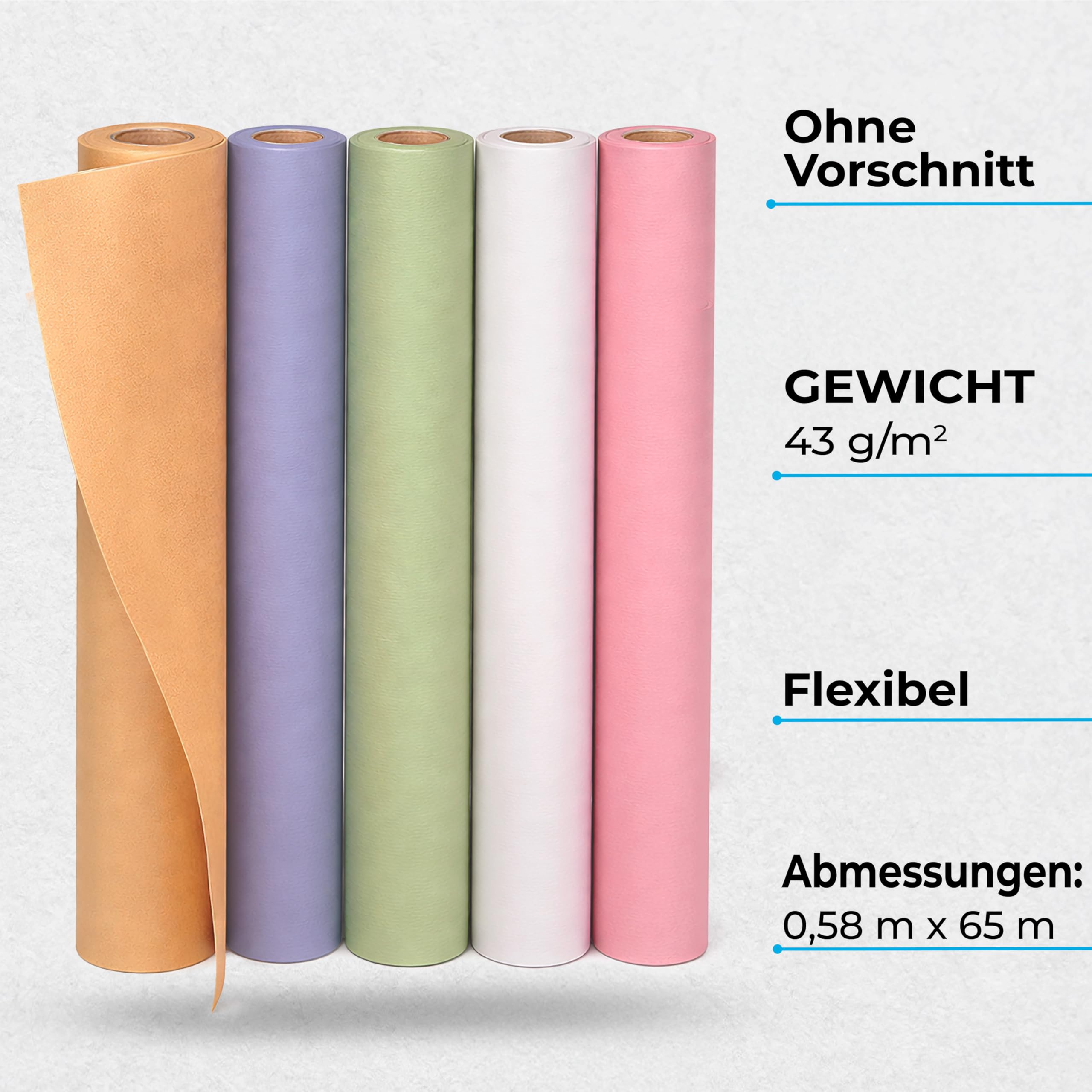 Ärztekrepp 1-lagig (59 cm x 70 m) 6 Papierrollen Grüne Farbe | Liegenabdeckung – Ärztekrepp