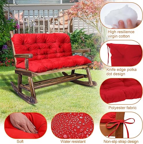 Miniatura 3 de Cojines de columpio de repuesto para 2 a 3 plazas, 47 x 40 pulgadas, cojines gruesos para columpio de porche de 4 pulgadas, cojín de banco