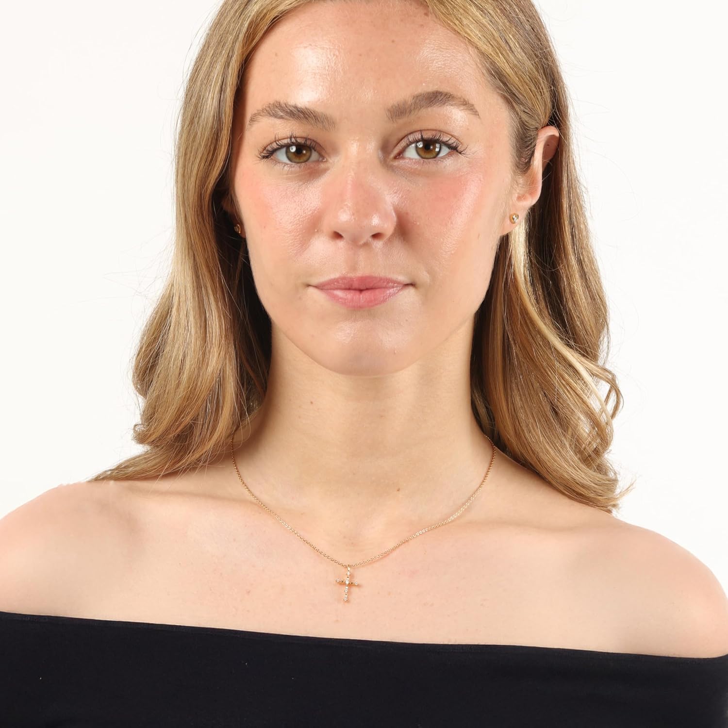 Lavari Jewelers 1/20 Carat Lab Grown Diamond Cross Pendant for Women - 18k Yellow Gold Plated Sterling Silver Diamond Pendant Necklace for Her - Adjustable 16 to 18 Inch Cable Chain with Lobster Claw - Image 4