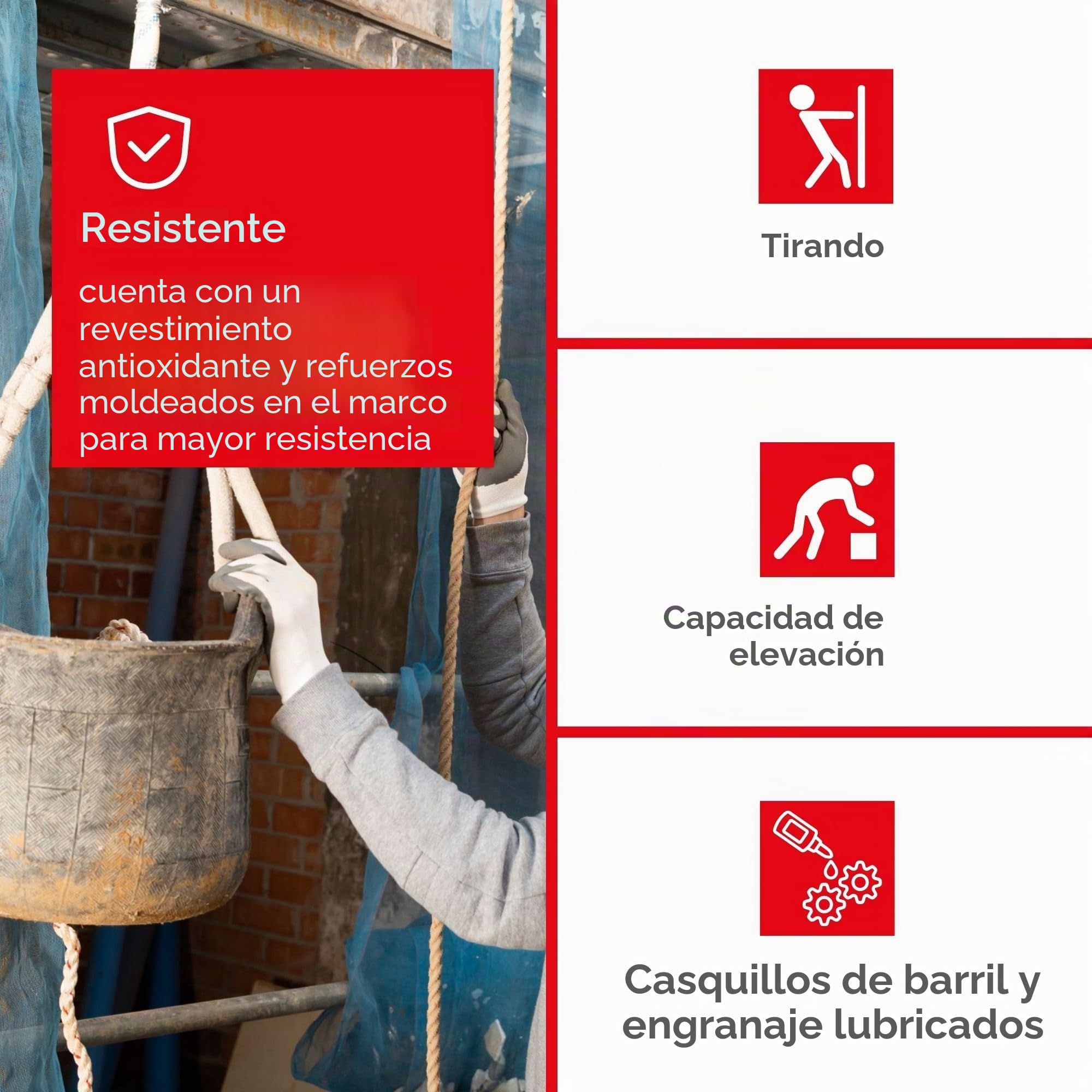 Toolland Cabrestante manual 250 kg acero inoxidable con trinquete y cable, relación 3.1:1, cabrestante negro de remolque con manivela ergonómica, ideal para barco, remolque y elevación