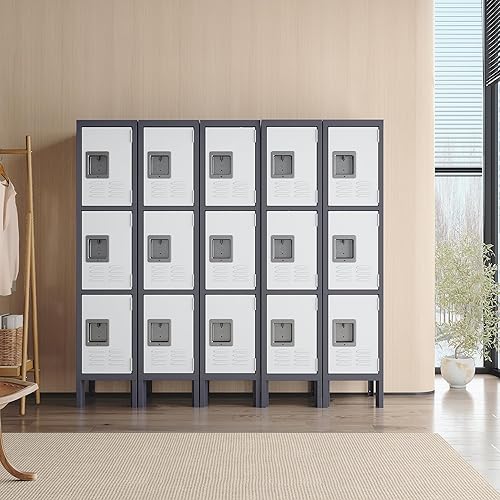 Vista 88 de Armario de metal con 4 puertas, casilleros de 71 pulgadas para empleados, armario de almacenamiento de acero, armario con cerradura para escuela