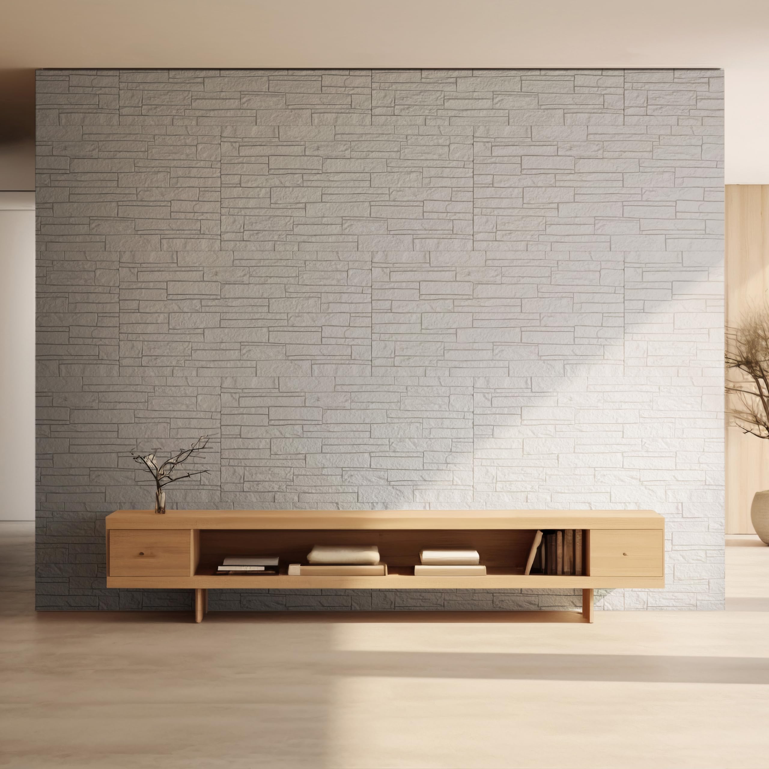 eacommerce | Pannelli a muro 3D | Set 4 pezzi, poliuretano, effetto pietra, 120x60x2,5 cm | Isolante termico e acustico, autoestinguente, resistente umidità | Decorazione realistica (Grigio Ardesia)