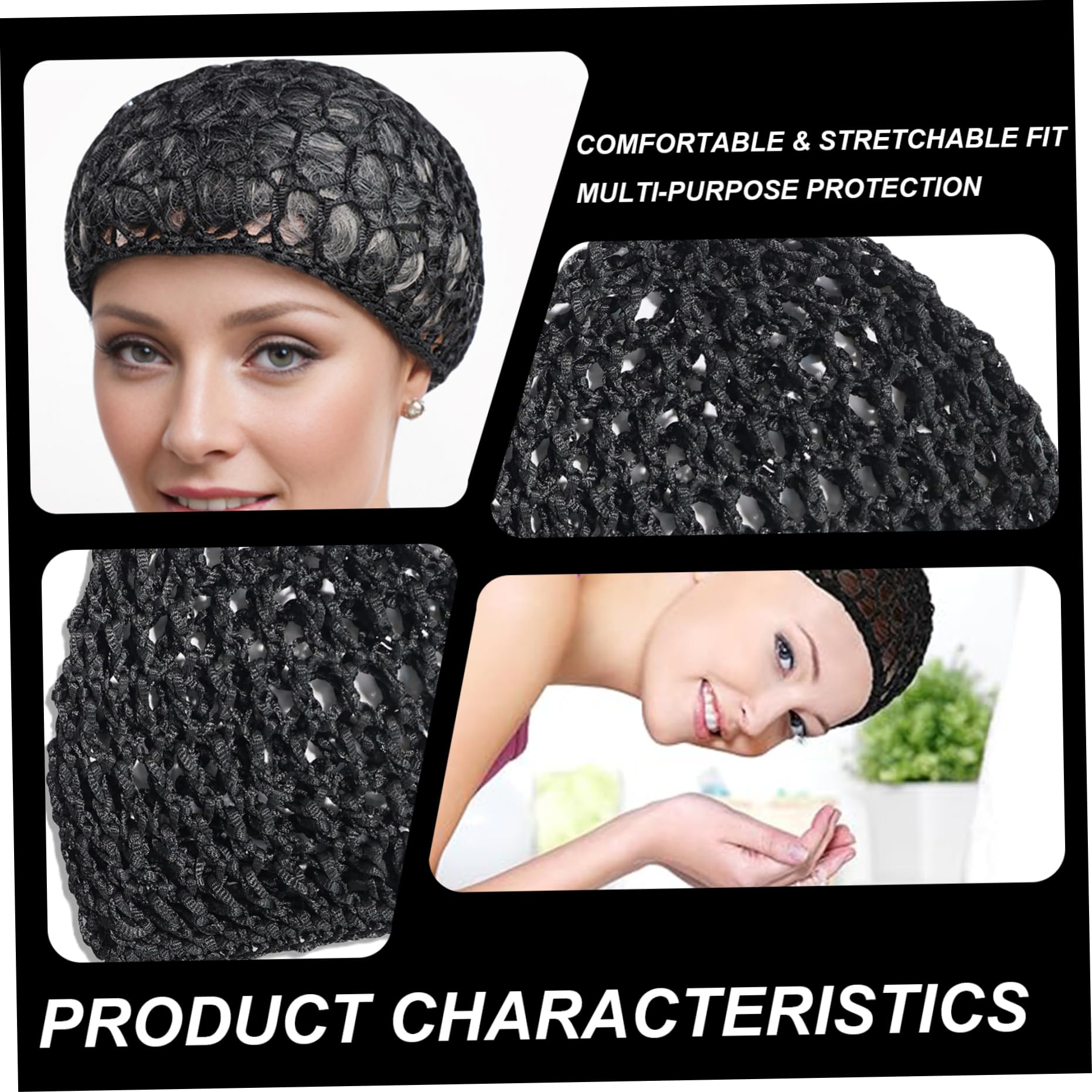 Tubi Hair Wrap, 6pcs Elastic Crochet Dominican Hair Net, Soft Mesh