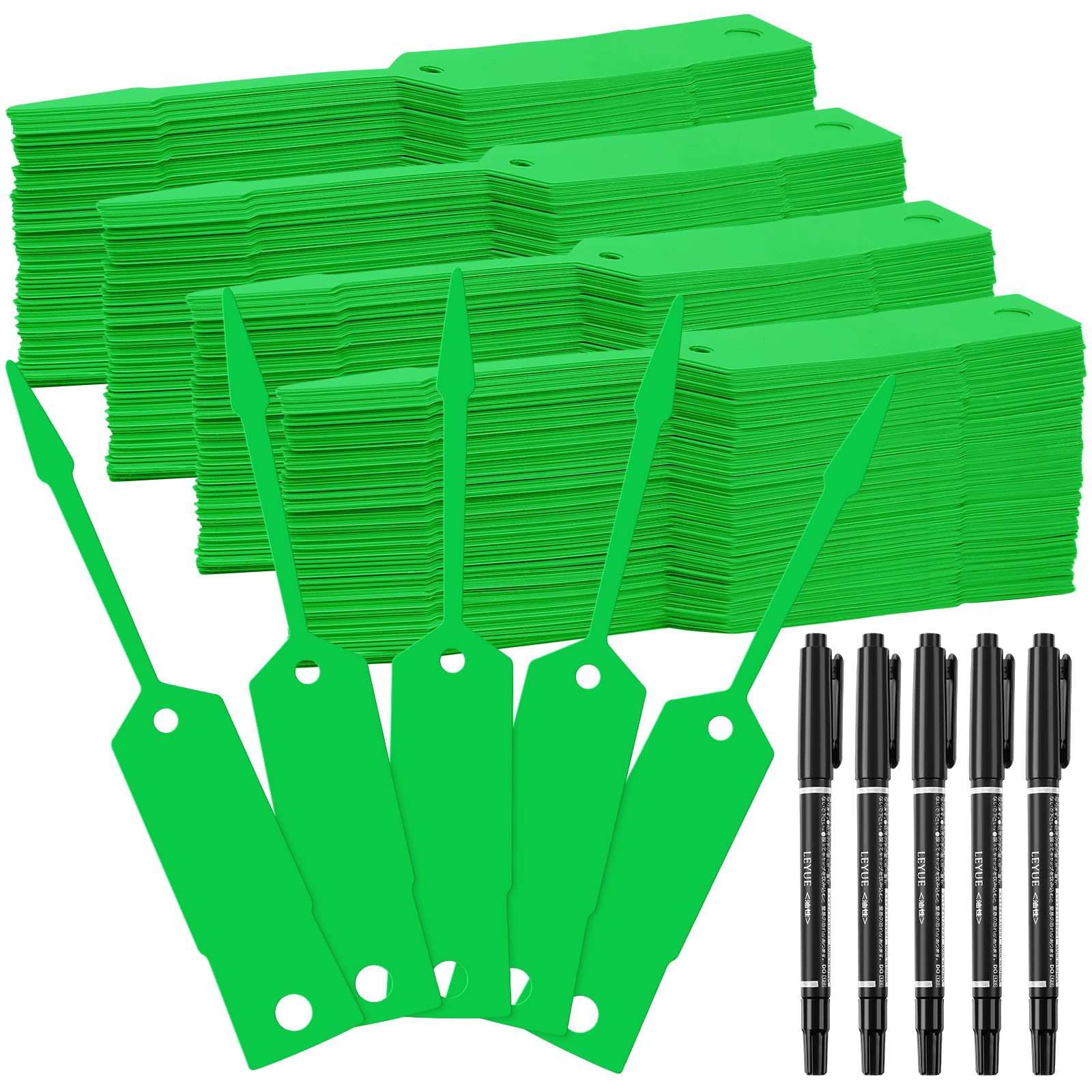 Woanger Lot de 2 000 étiquettes autobloquantes pour clés de voiture avec 5 stylos noirs pour fournitures de bureau et de magasin automobile (11,4 x 1,9 cm, vert)
