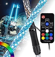 Vista 1 de True Mods - 2 luces led de látigo en espiral, RGB, control remoto inalámbrico RF, bandera, impermeable, antena para RZR Can-Am Polaris, SxS, 4x4