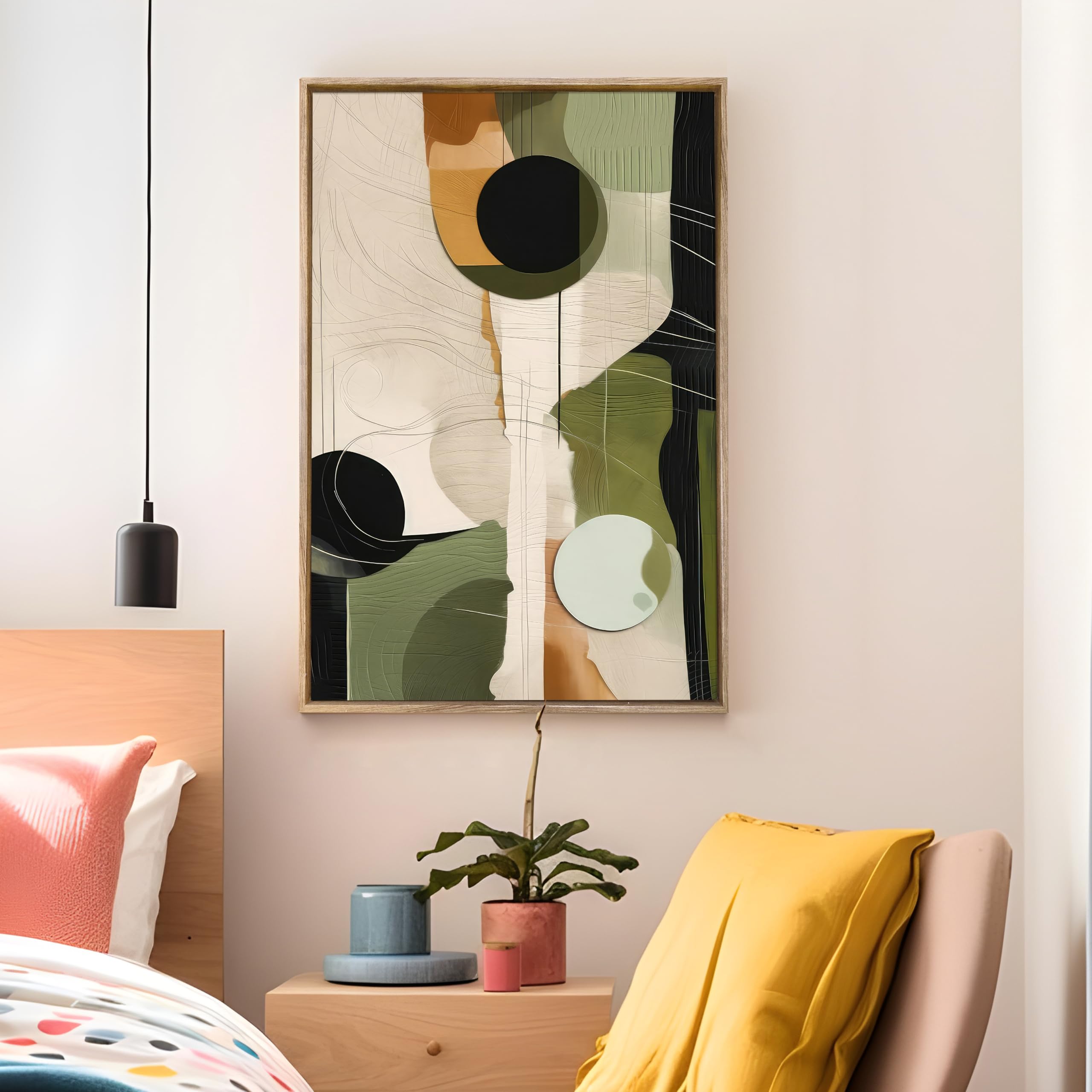 Abstract Geometric Canvas Painting - Beige, 23x35 Inch -2 Abstract Geometric Canvas Painting - Beige, 23x35 Inch -2