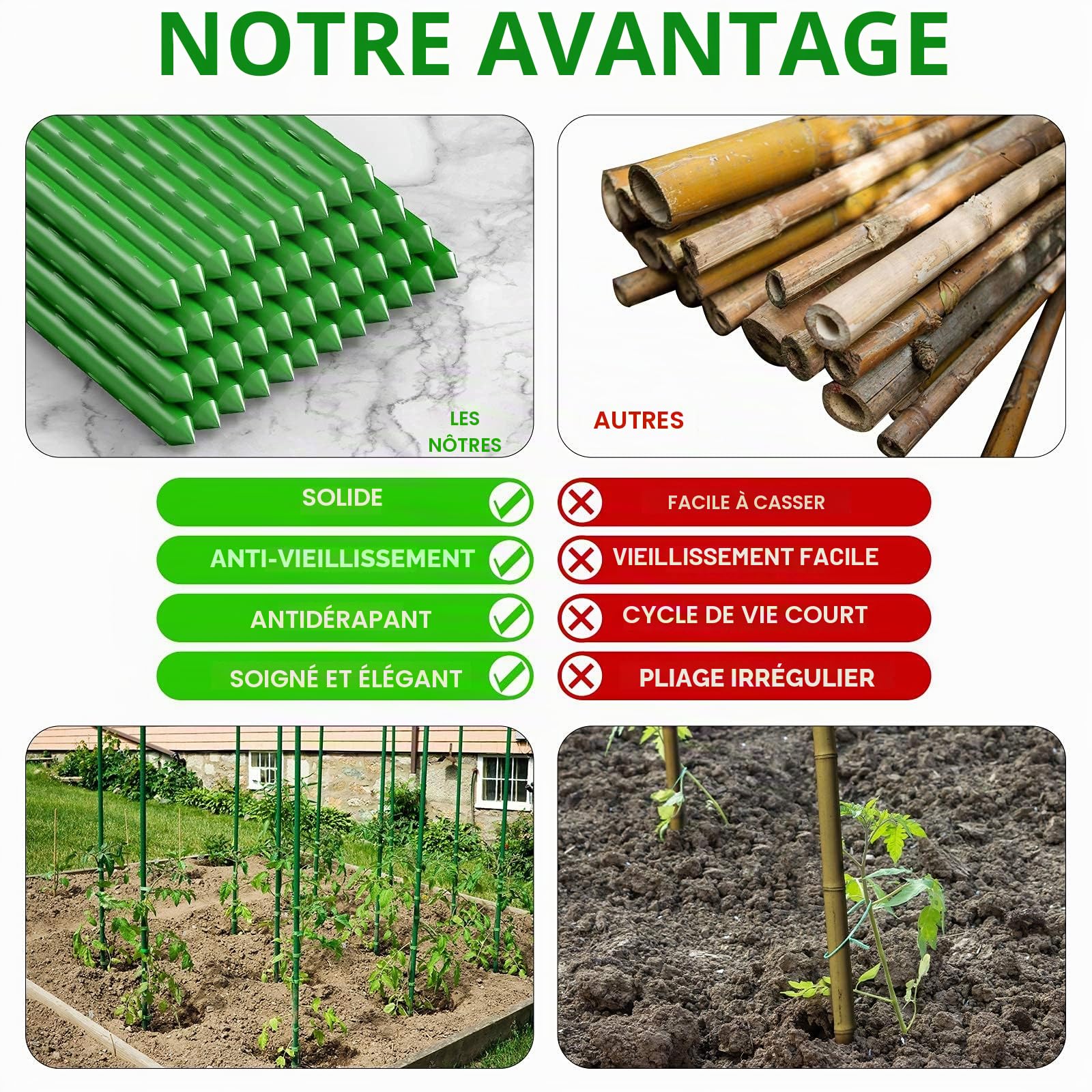 WAENLIR Lot de 25 piquets de jardin robustes pour plantes et tomates 60 cm