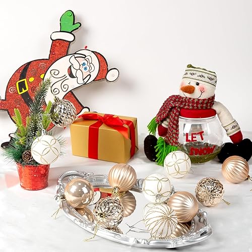 Miniatura 4 de Adornos de bola de Navidad de 30 quilates, purpurina y pintura de 2.362 in2.36 pulgadas, decoración de árbol de Navidad inastillable, juego de bolas