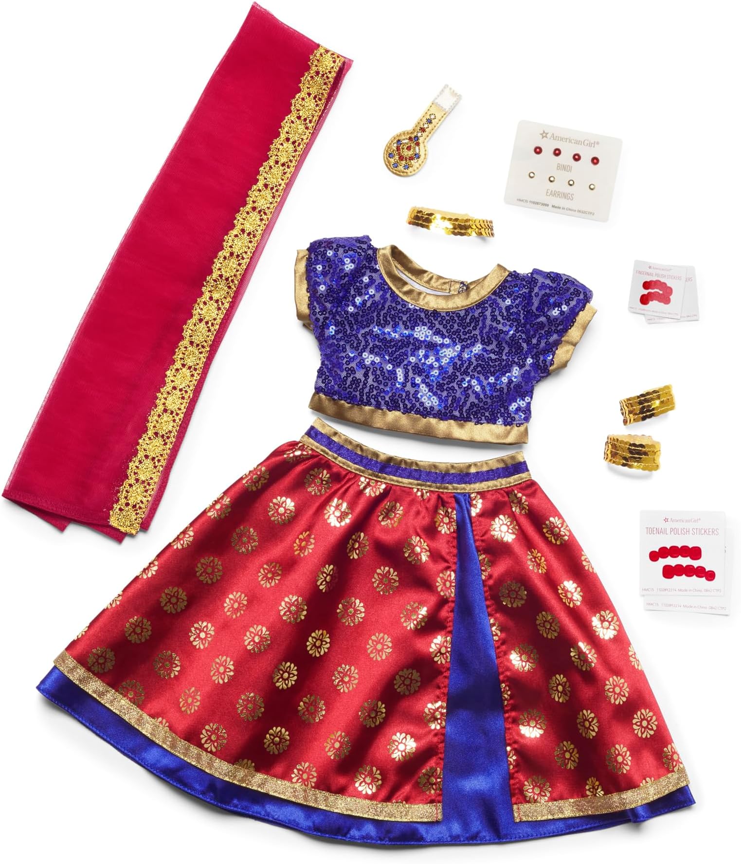 Girl of The Year Kavi Sharma 18-inch Doll Bollywood Dance Costume Featuring 10+ Pieces for Ages 8+ (Dolls Sold Separately)