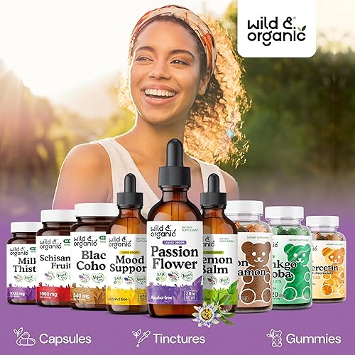 Miniatura 5 de Tintura de Flor de la Pasión de Wild & Organic - Gotas Relajantes de Flor de la Pasión para Mujeres - Hierba Líquida de Passiflora Incarnata