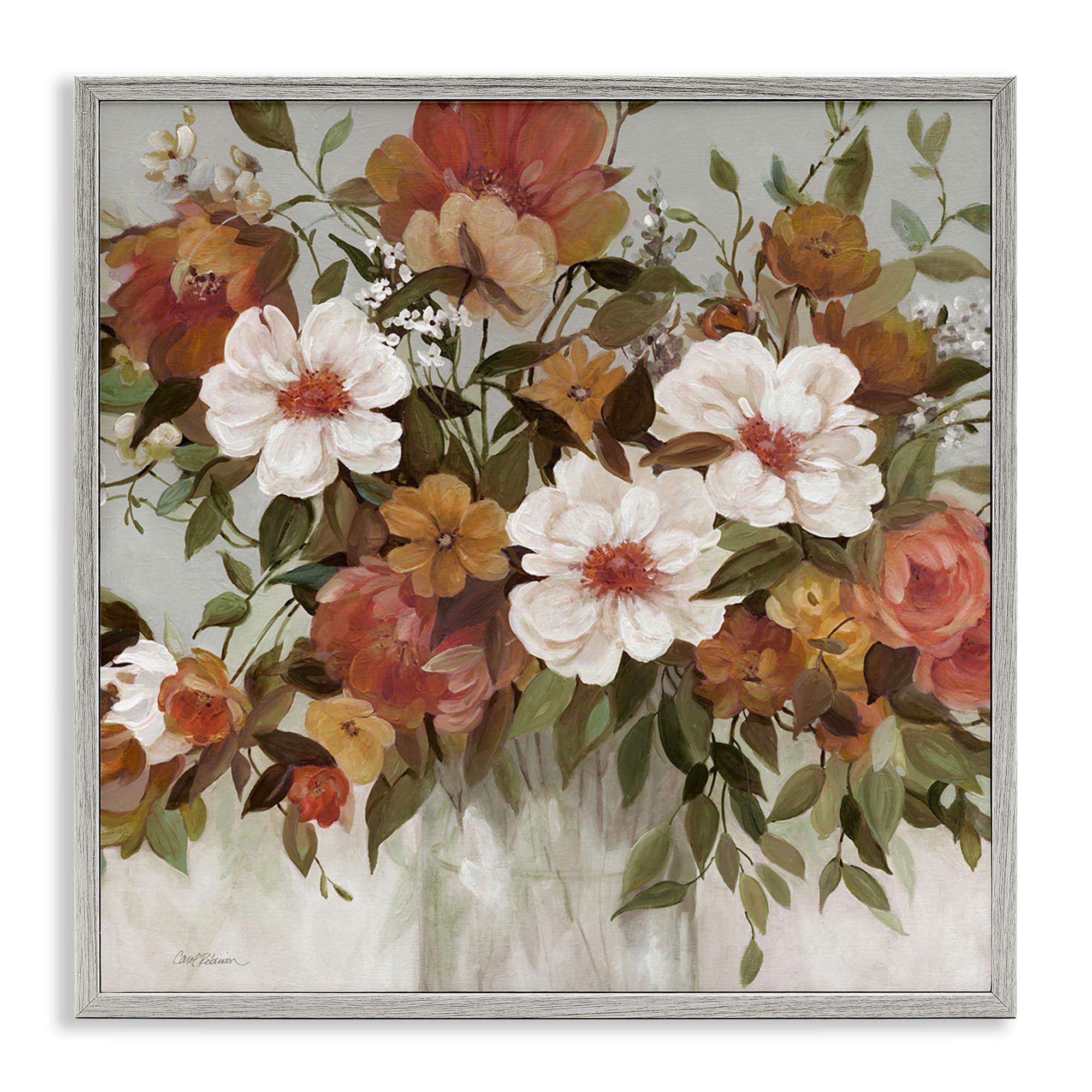 Stupell Industries 'Muted Vibe Bouquet', Framed Giclee Art, Gray, 17 x 17 Inches, Easy to Hang and Sturdy, Made in USA, by Carol Robinson