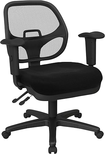 Miniatura 18 de Office Star ProGrid - Silla de oficina ergonómica ajustable con soporte lumbar integrado y brazos acolchados, color negro icono Negro (Icon