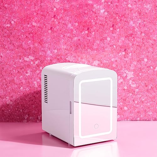 Miniatura 3 de DemBu Mini refrigerador y nevera de belleza personal, puerta de espejo con luz, 4 litros, blanco (Color  blanco)