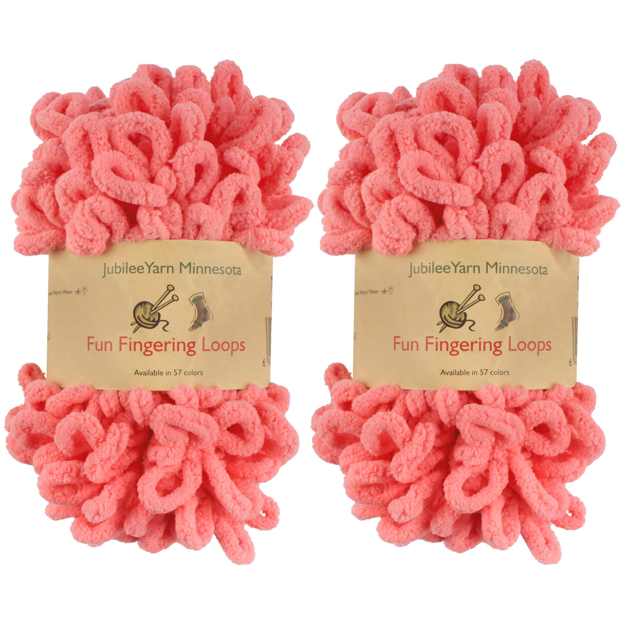 BambooMNJubileeYarn Fun Finger Loops Yarn - Jumbo Polyester - 100g/Skein - Sherbert - 2 Skeins