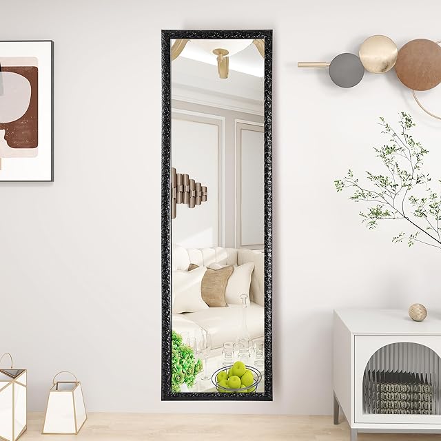 FANYUSHOW Black Full Length Mirror, 127x35.5cm Large Wall-Mounted Mirror or Door Mirror for Bedroom,Living Room
