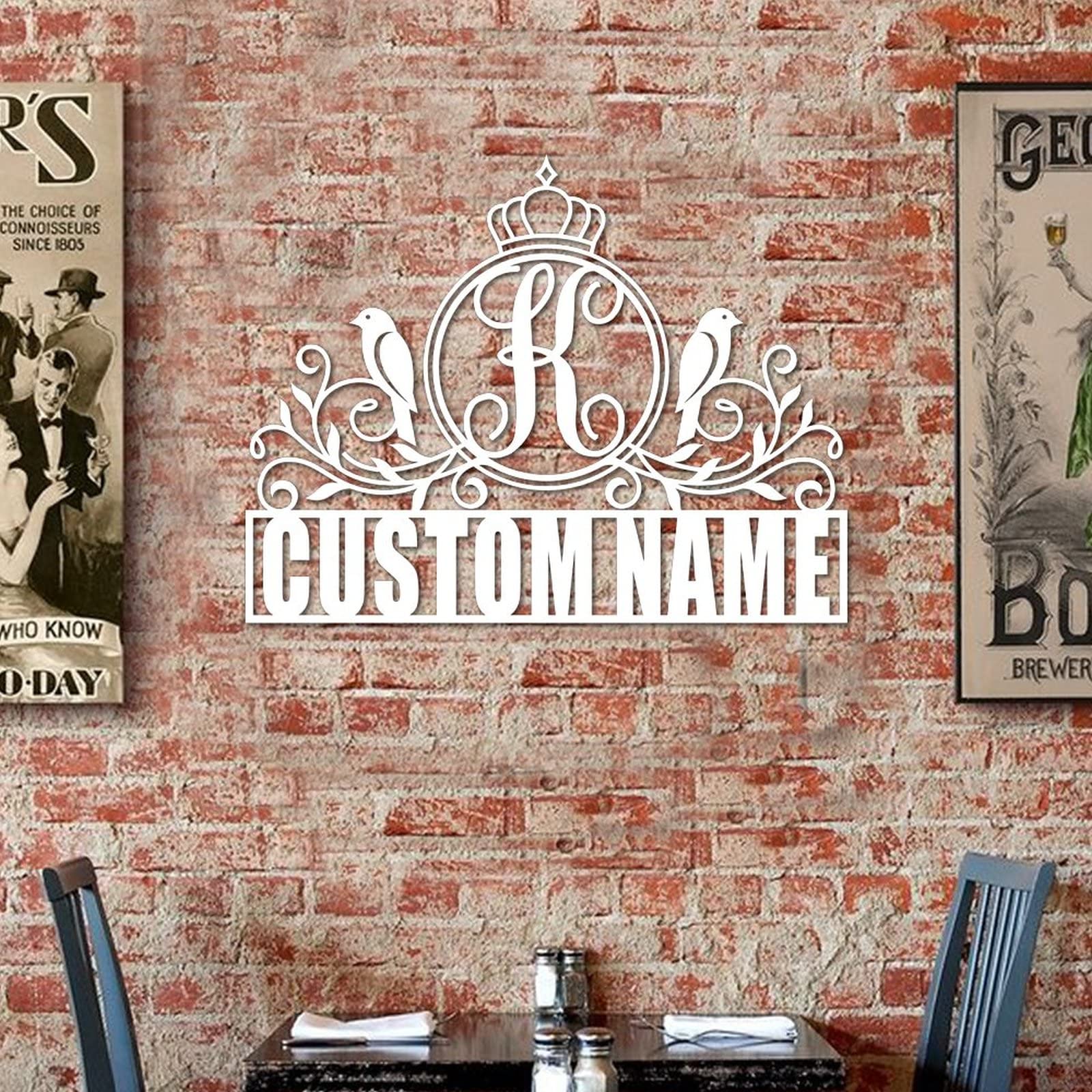 Letrero de letra dividida con monograma, letrero de nombre K personalizado, letrero de metal para el hogar, galería, decoración de pared, apellido familiar, letrero de metal, regalo de boda, letrero