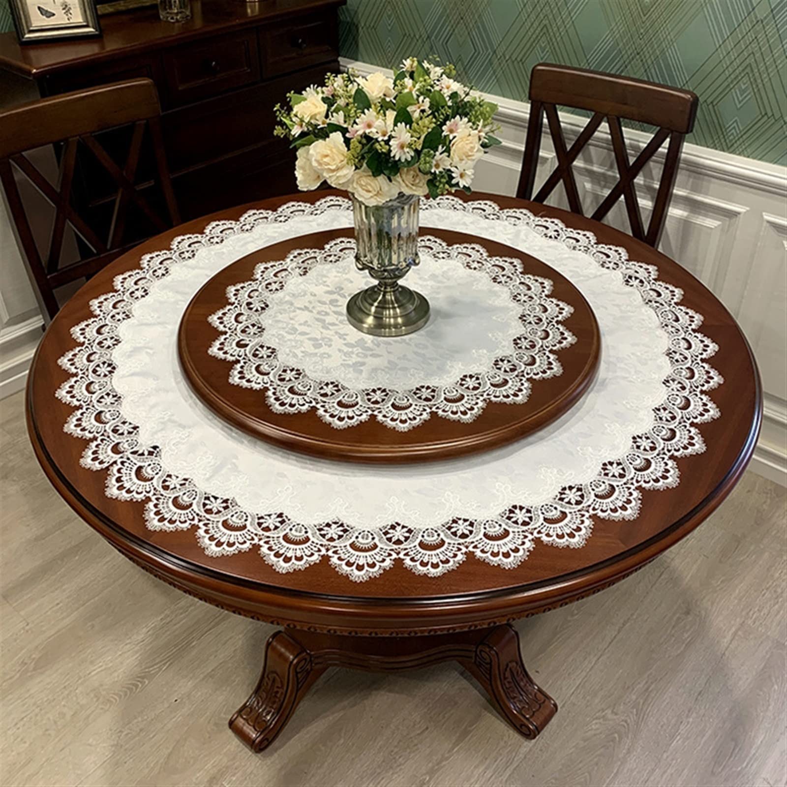 Męska oddychająca bawełniana bielizna Europejski styl wiejski koronkowy obrus do kawy pusty prostokątny kwadratowy okrągły przędza haftowana(L,Diameter 220CM)