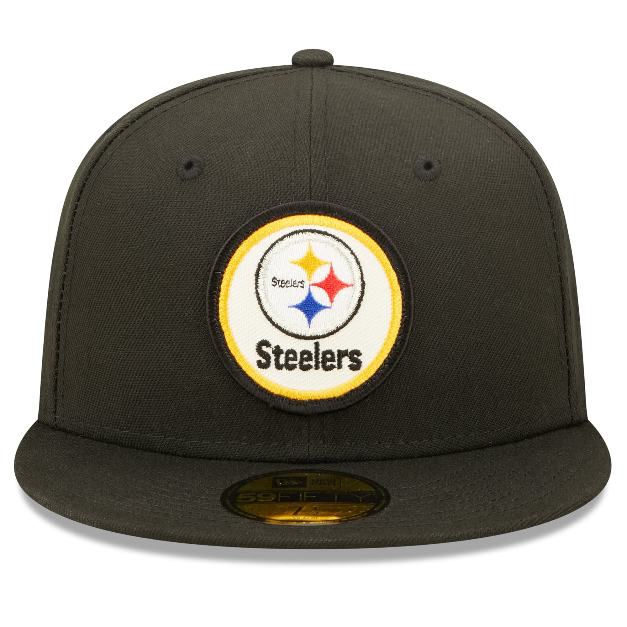 New Era 59Fifty Round Logo Steelers Cap Basecap Baseballcap Flat Brim Fitted Herren - mit Schirm Herbst-Winter Winter