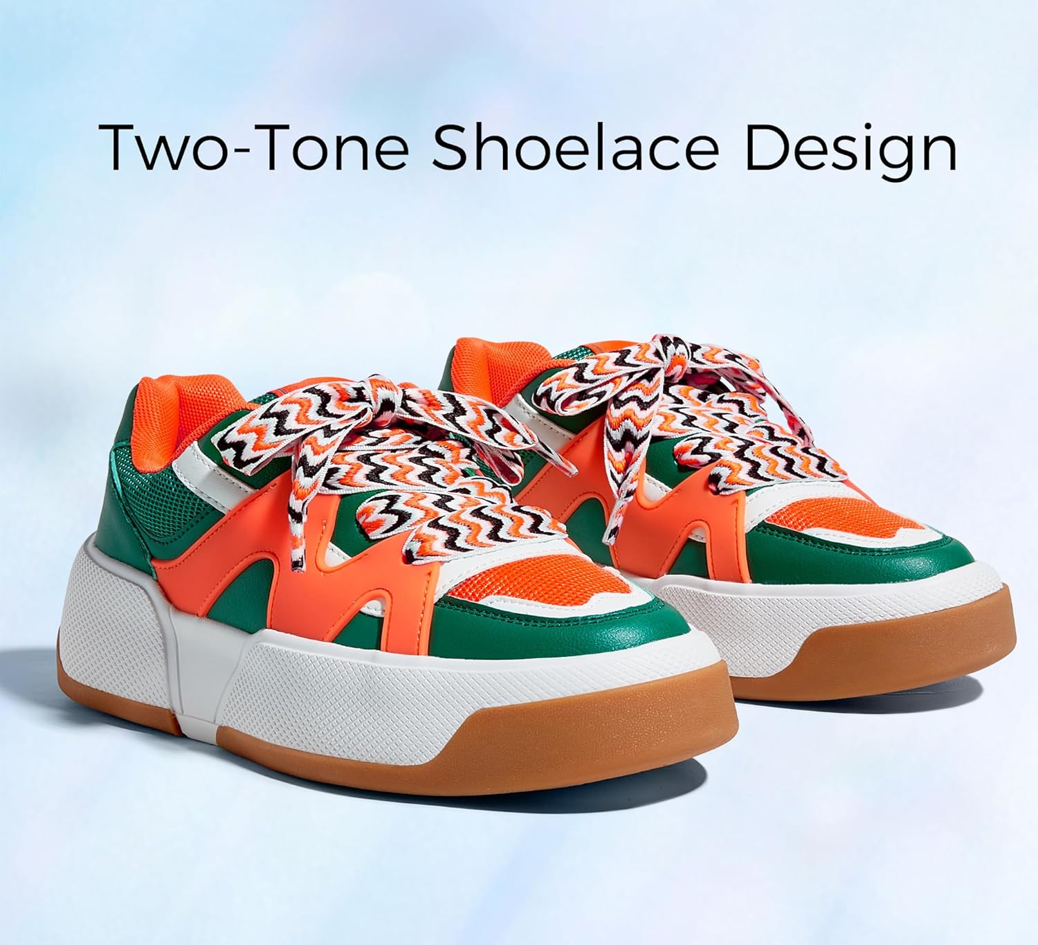 LUCKY STEP Women’s Platform Fashion Sneakers Lace up Casual Faux Leather Comfortable Thick Sole Tennis Walking Shoes - Image 3