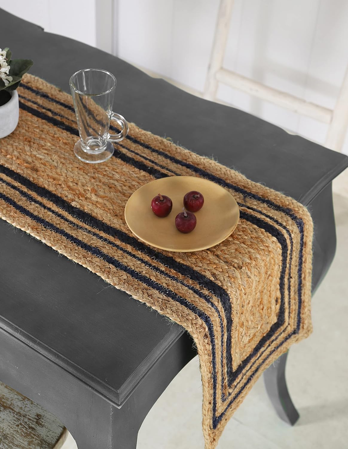 Madhu International Hand Woven Jute Braided Runner Rug, Natural, Reversible Farmhouse Rugs for Hallway, Kitchen, Living Room - 13x36 Inches
