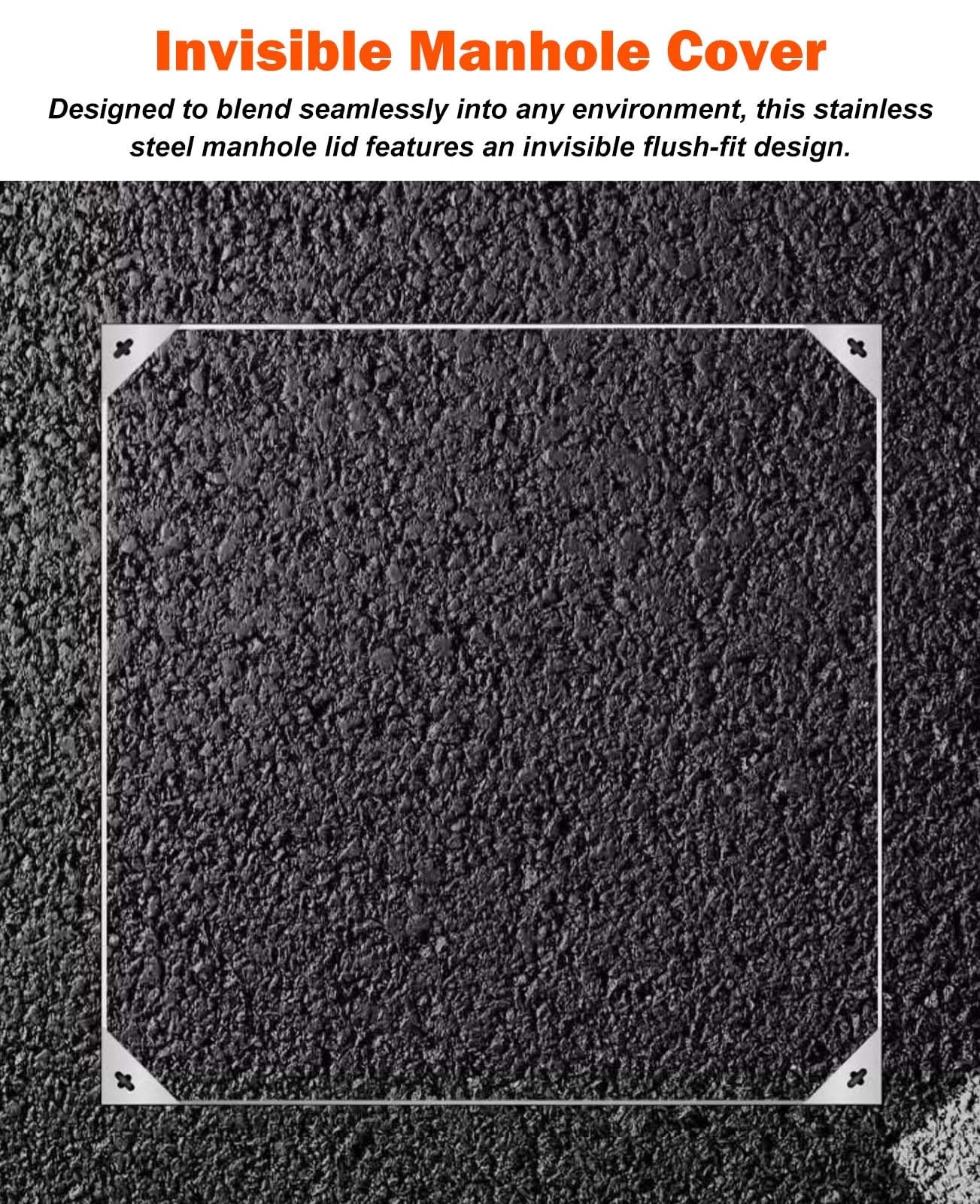 Genérico Tapa de Acceso Cuadrada Decorativa para Tanque séptico enterrado de Metal Resistente de 50 x 50 x 5 cm. Tapa de Acceso para hormigón. Tapa de Registro Oculta para Mayor Seguridad y estética.