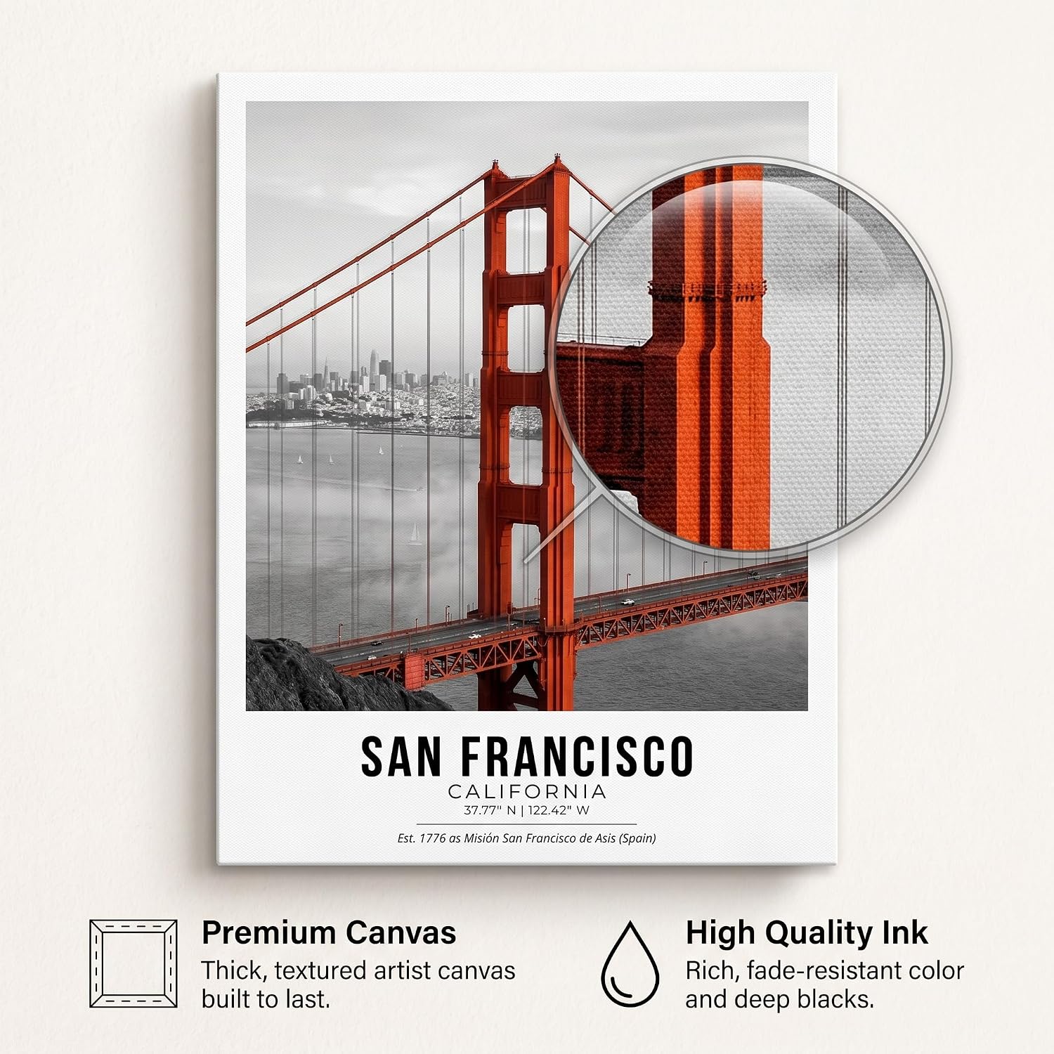 VeroTin San Francisco Canvas Wall Art Posters 12x16 UNFRAMED
