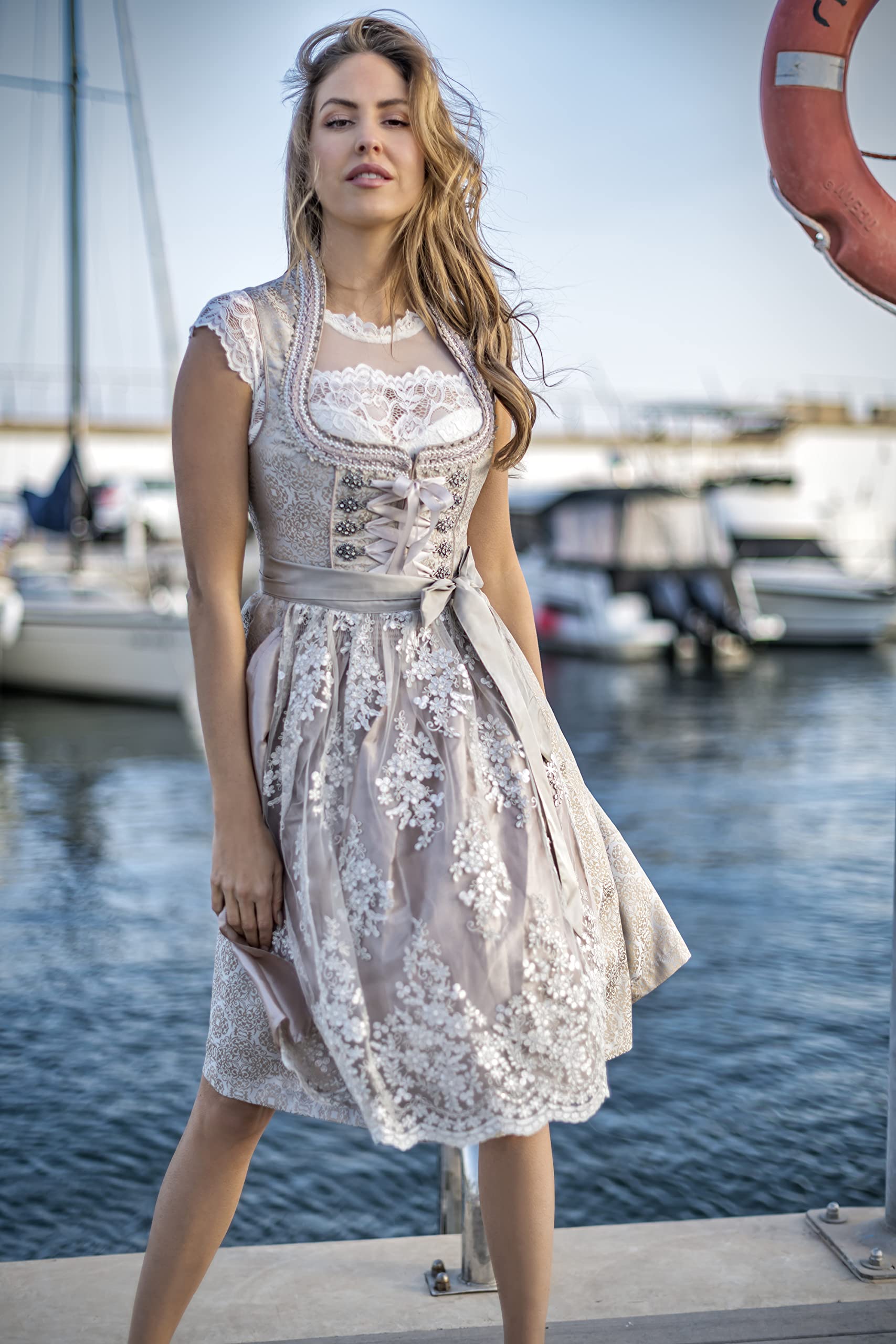 Stockerpoint Sukienka damska w stylu gabrielle, kremowy, 42 PL