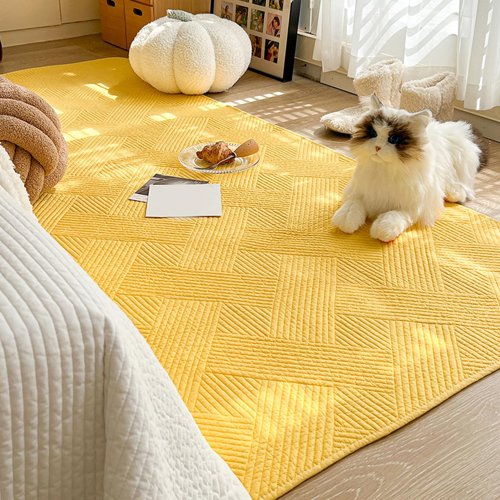 タオル生地キルトラグ イエロー Amazon.co.jp: [XLOYP] キルティング マット 黄色 ラグ 90*120cm