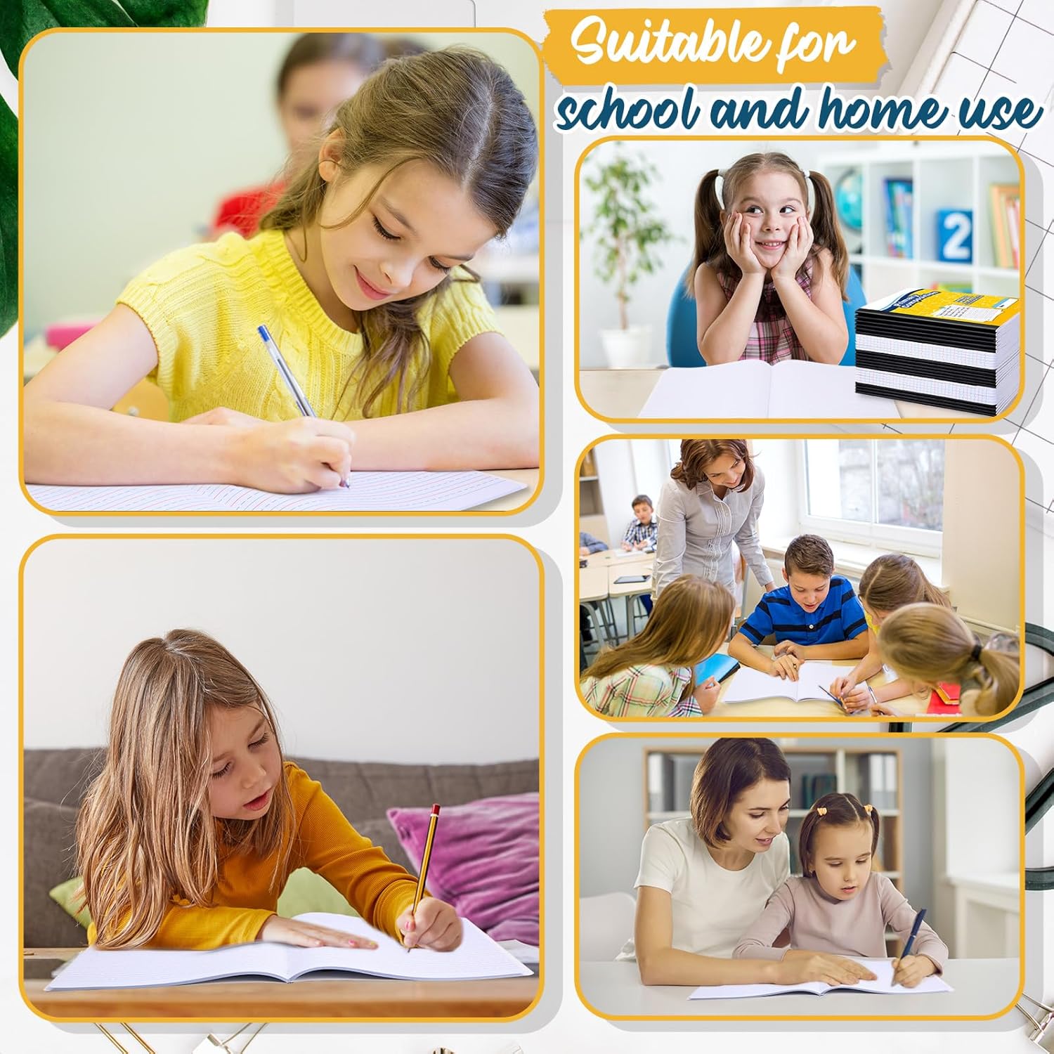 Watersay 60 Pack Primary Ruled Composition Notebook, Grade K-2 Journal 50 Sheets, 7-1/2" x 9-3/4" Primary Composition Book Writing Notebook for Kids Kindergarten Preschool 1st 2nd Grad (Multicolor)