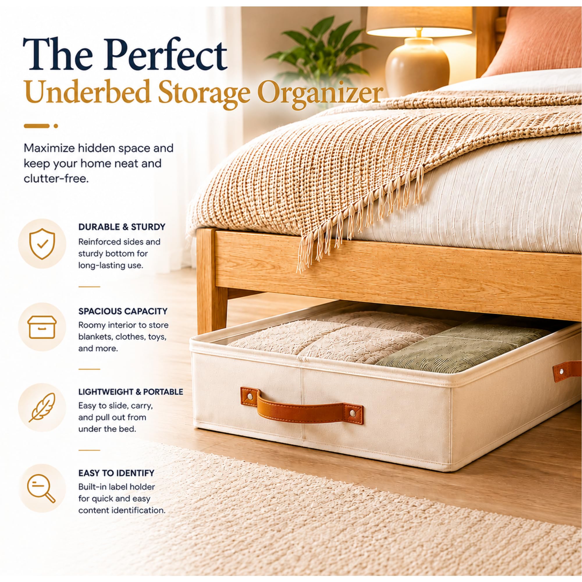 Homelux Theory Contenitori Sottoletto Con Coperchio | Organizer a Basso Profilo Per Vestiti, Scarpe E Coperte | Scatola Porta Oggetti Contenitore Sottoletto | Flat Fabric Letto Contenitore 2 Pack