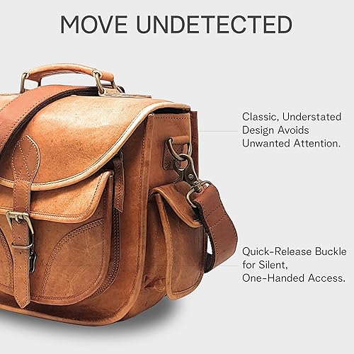 Miniatura 7 de rofozzi Bolsa de cuero para cámara para mujer, bolsa cruzada vintage para cámara con inserto extraíble para cámaras réflex digitales pequeñas y sin