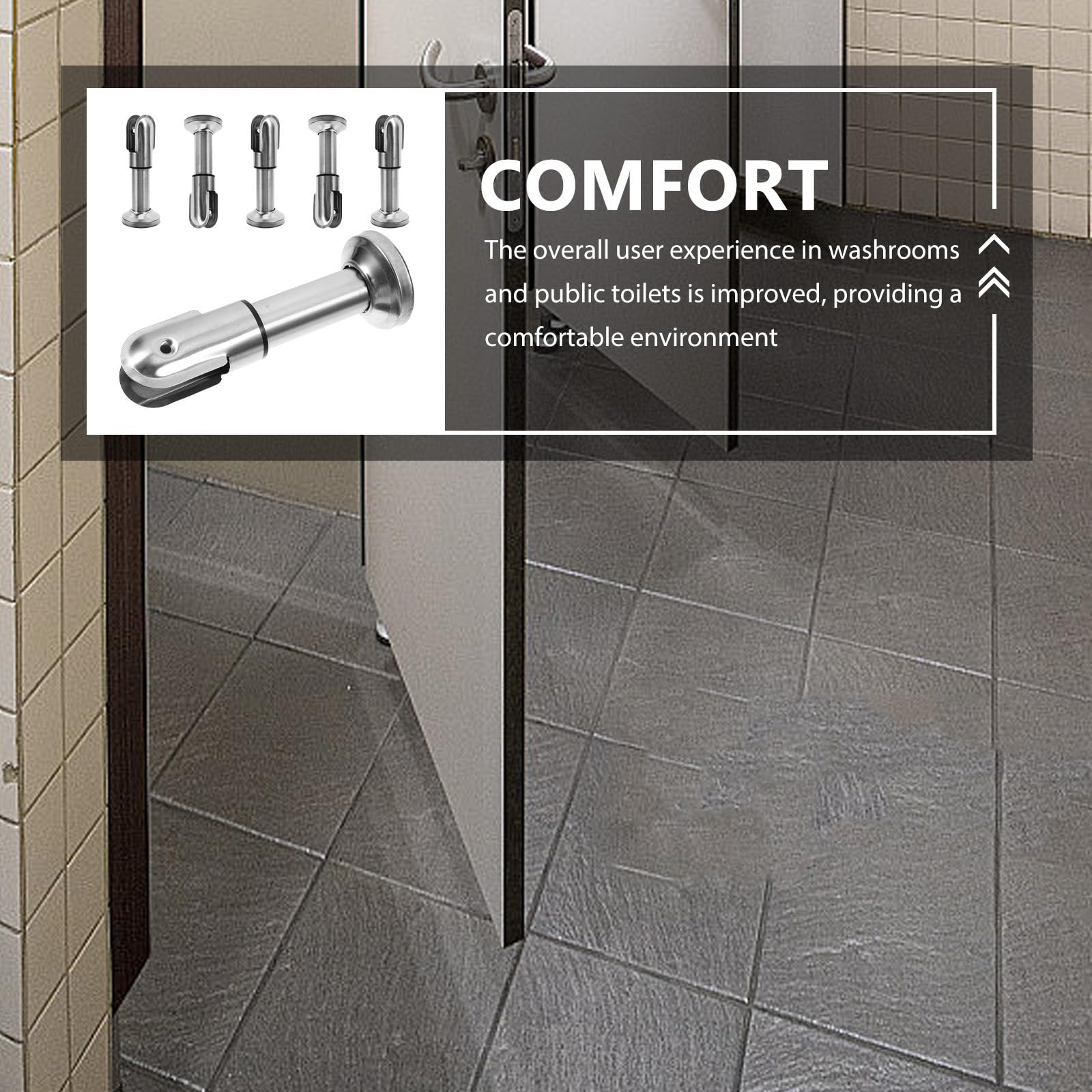 Support de Cloison de Toilettes Publiques en Acier Inoxydable Argenté, Stable et Facile à Entretenir, Lot de 6 Pièces Adapté pour Cloisons de 12-18 Mm
