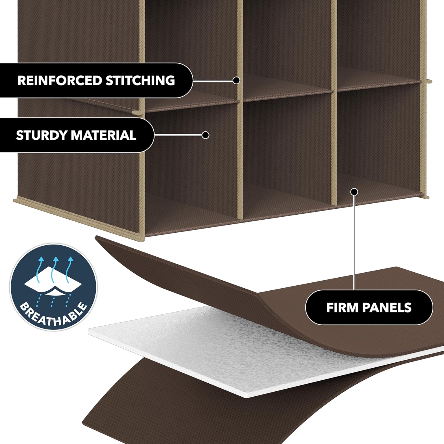 Simple Houseware 24 Section Shelves Hanging Shoes Organizer Holder for Closet, Brown