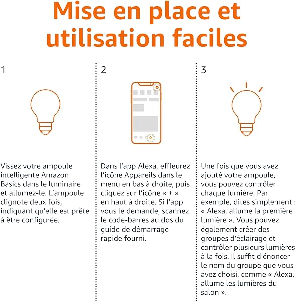 Amazon Basics Smart Ampoule LED multicolore, culot E27, 8W (équivalent 60W), fonctionne avec Alexa uniquement, 2 pièce - 5