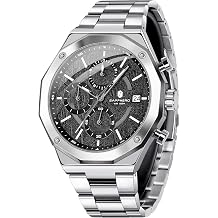 SAPPHERO Watches for Men Octagonal Stainless Steel Quartz Mens Watch 50 Meter Water Resistant Analog Movement Multifunction Dial Classic Mens Gifts