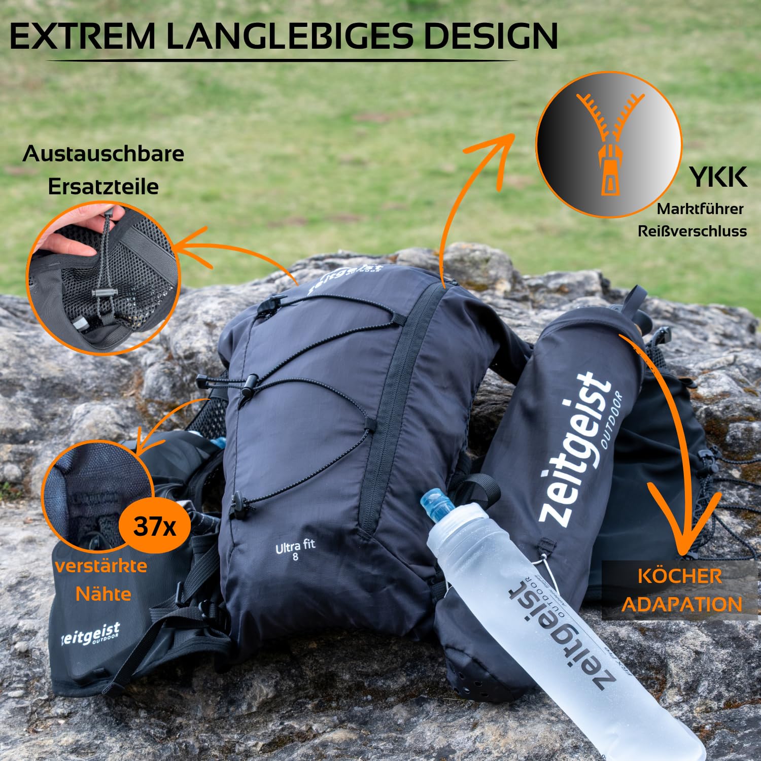 Gilet da corsa da uomo e da donna, 4 l, vestibilità ottimale, traspirante, ultraleggero, 210 g, zaino da corsa