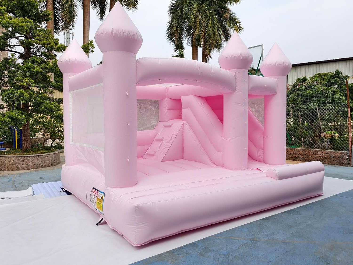 Pink Inflatable Bounce House with Slide Inflatable Bouncy Castle with Air Blower Bounce House Castle for Kids Birthday Wedding Party Photography