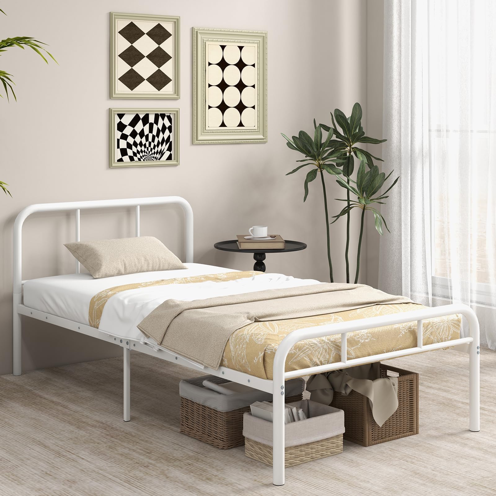 GOFLAME Twin Size Bed Frame, 12 Inch Metal Platform Bed