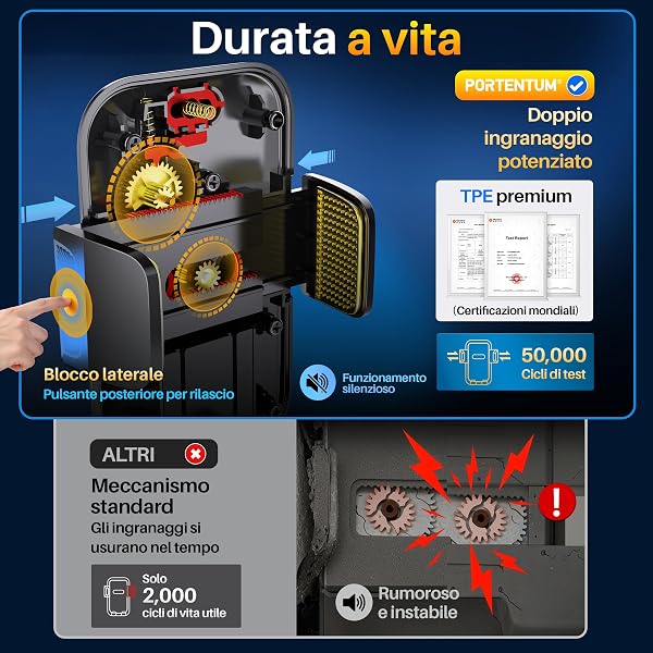 PORTENTUM Porta cellulare auto con ventosa per telefono rinforzata – Nuova versione 2026 – Rotazione a 360° e braccio estensibile – Cruscotto e parabrezza – Compatibile con telefoni da 4 a 7,5" - 4