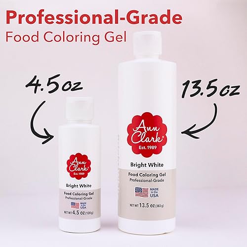 Miniatura 6 de Ann Clark Bright White Gel colorante para alimentos, grande, 4.5 onzas, grado profesional, fabricado en Estados Unidos
