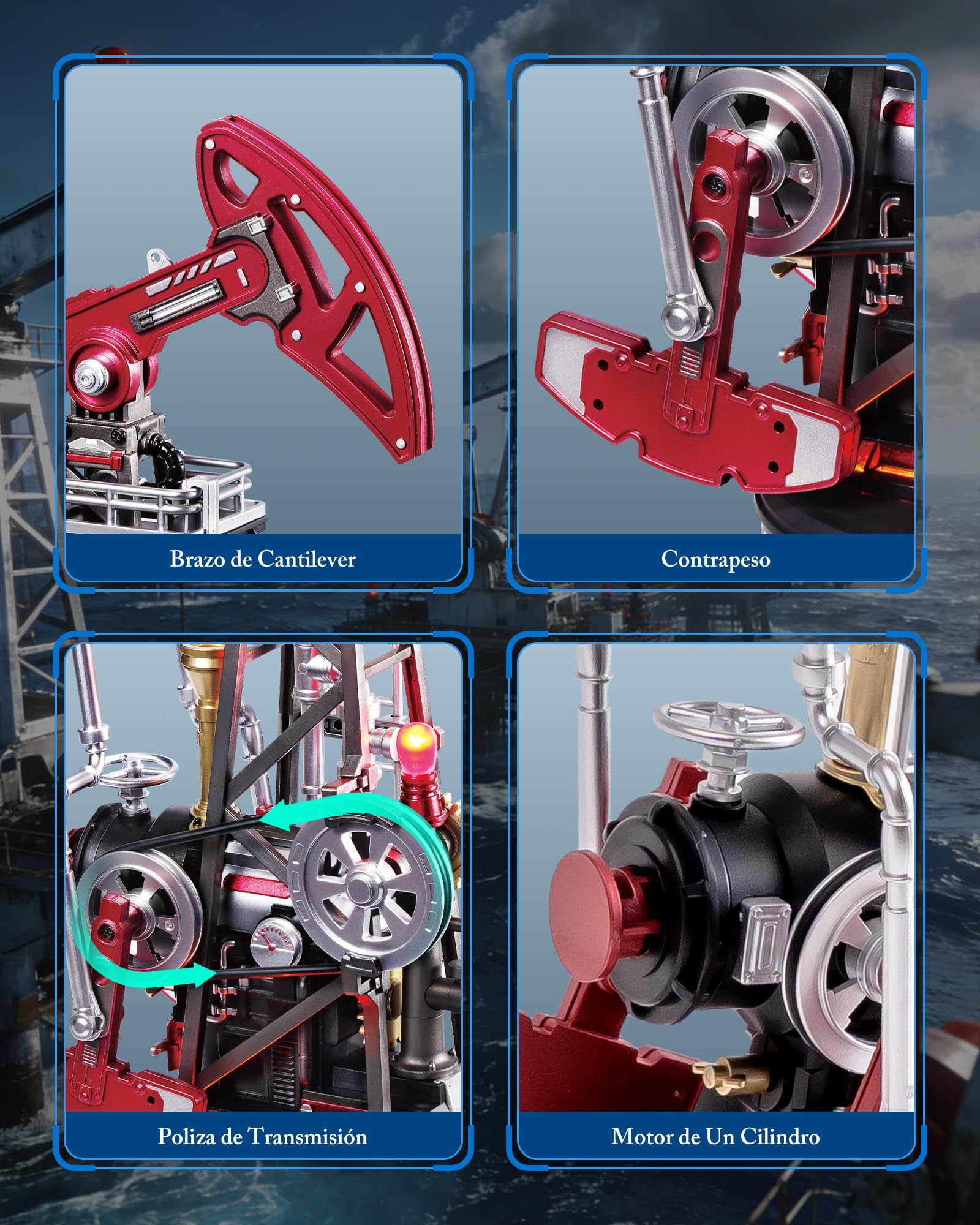 ROBOTIME Puzzle 3D dla dorosłych Model Pompy Olejowej – Zestaw do budowy mechanicznej DIY z światłami i ruchem, model inżynieryjny z PVC, prezent dla kolekcjonerów i miłośników STEM, CGL03
